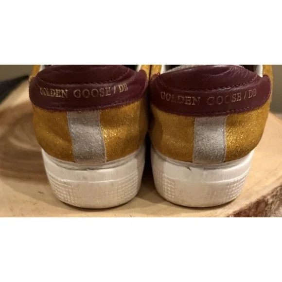 Golden Goose Two-Tone May Shoes Women's 5 Mustard Suede Sneakers & Zipper Case - Picture 11 of 16